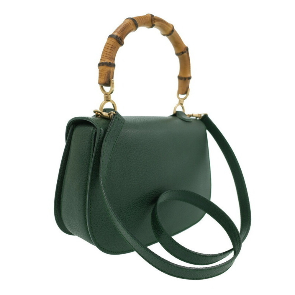 Gucci Bamboo Top Bag Shoulder Handle Leather Handbag
